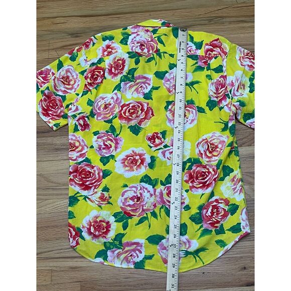 Jams World Men's S Yellow Shirt Cotton Button-Up Floral Beach Hawaiian Chic - Picture 7 of 8